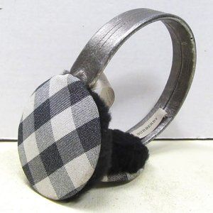 Burberry Silver Check Plaid Metallic Earmuffs